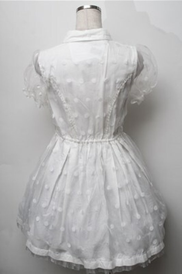 画像2: LIZ LISA / ドットチュールハートデザインワンピース  白 S-25-09-06-031-LO-OP-HR-ZT069 (2)
