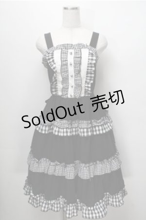 画像: axes femme kawaii / カントリーチェックジャンスカ  黒ｘ白 S-25-09-07-041-AX-OP-AS-ZS