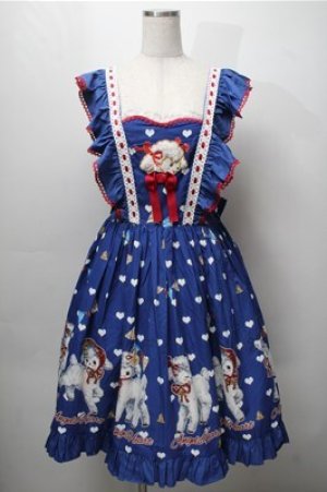 画像: Angel’s Heart（海外ロリータブランド） / Little Sheep Baa Polka Dot ジャンパースカート  青 S-25-09-07-051-LO-OP-HR-ZS