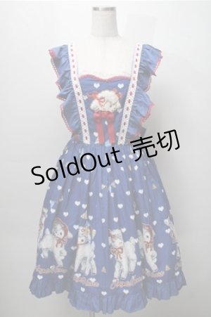 画像: Angel’s Heart（海外ロリータブランド） / Little Sheep Baa Polka Dot ジャンパースカート  青 S-25-09-07-051-LO-OP-HR-ZS