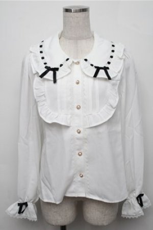 画像: axes femme kawaii / 梯子レース丸襟ブラウス  白 S-25-09-07-012-AX-BL-AS-ZS