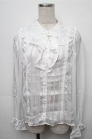 画像: axes femme kawaii / ストライプシアーブラウス M 白 S-25-09-07-013-AX-BL-AS-ZS