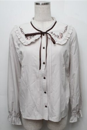 画像: axes femme / ブーケ刺繍フリル襟ブラウス  ベージュ S-25-09-07-018-AX-BL-AS-ZS