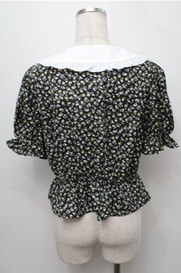 画像2: axes femme POETIQUE / ビッグフリル襟リボンブラウス  黒 S-25-09-07-020-AX-BL-AS-ZS (2)