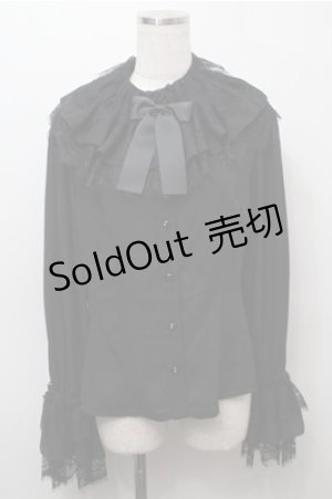 画像: AND ROMEO / 襟レースブラウス  黒 S-25-09-07-022-LO-BL-HR-ZS