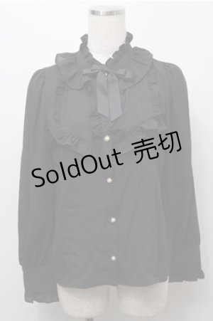 画像: axes femme kawaii / スタンド襟フリルブラウス  黒 S-25-09-07-023-AX-BL-HR-ZS