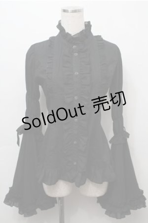 画像: ATELIER PIERROT / スタンドカラー姫袖ブラウス  黒 S-25-09-07-024-EL-BL-AS-ZS