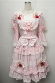 画像1: BABY,THE STARS SHINE BRIGHT / ゆらゆらいちごのStrawberry Gardenワンピース  ピンク S-25-09-07-034-BA-OP-AS-ZS (1)