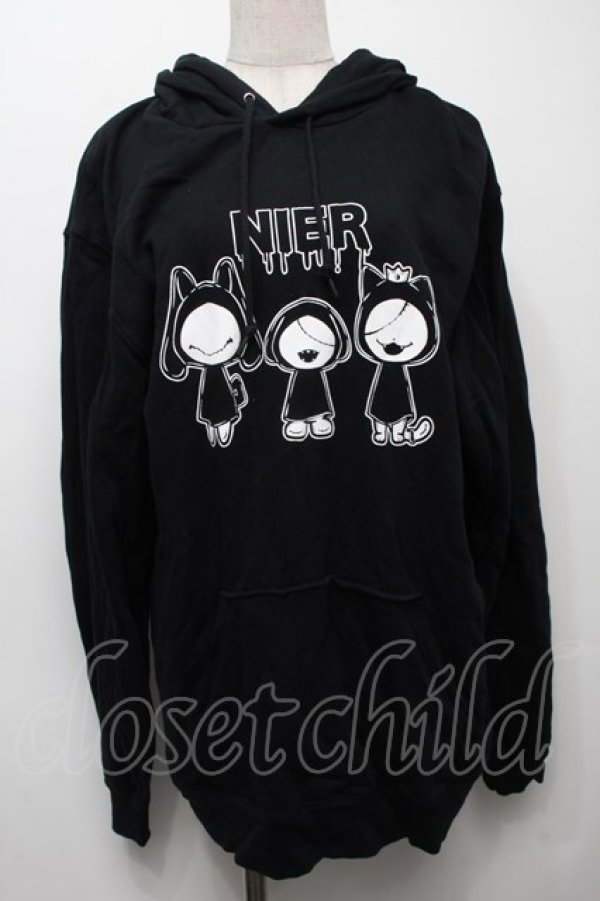 画像1: NieR Clothing / プリントフードプルパーカー  黒 S-25-09-10-039-PU-TO-HR-ZS (1)