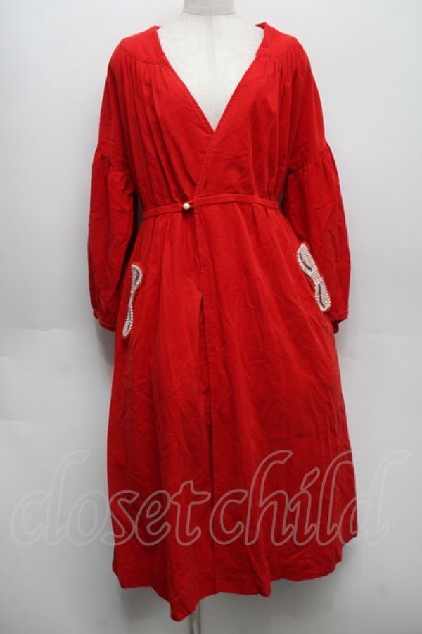 画像1: Franche Lippee / ビーズ刺繍ガウン  赤 S-25-09-10-053-LO-OP-HR-ZS (1)
