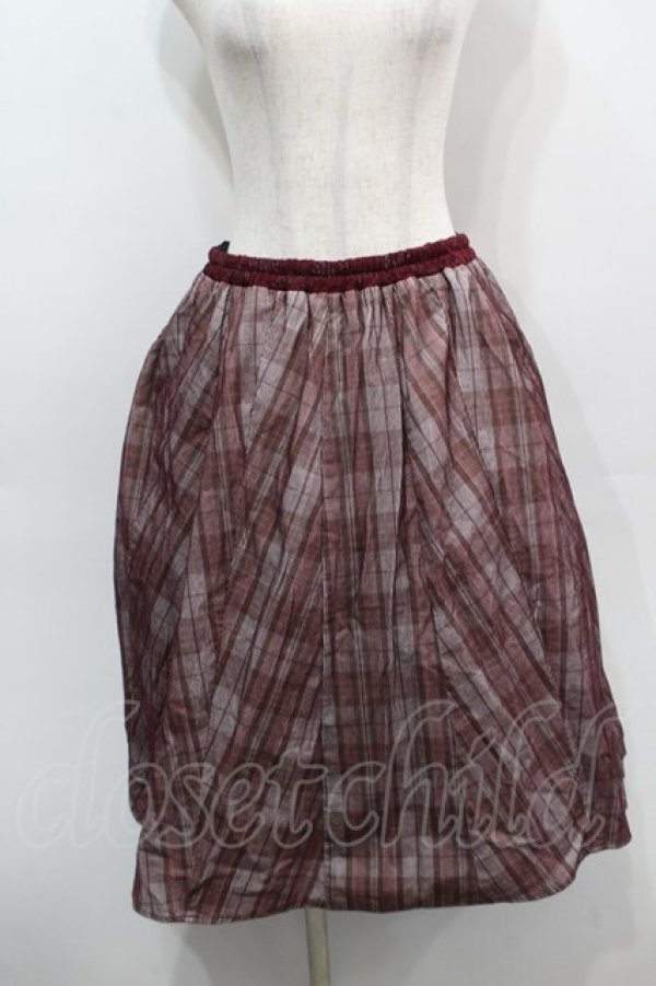 画像1: axes femme / コーデュロイチェックスカート  ワイン S-25-09-10-056-AX-SK-AS-ZS (1)