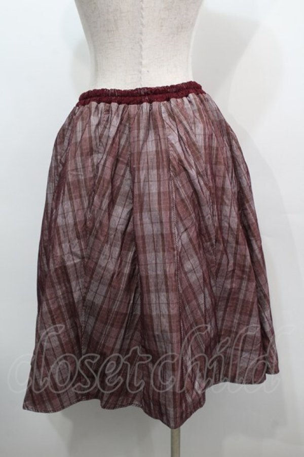 画像2: axes femme / コーデュロイチェックスカート  ワイン S-25-09-10-056-AX-SK-AS-ZS (2)