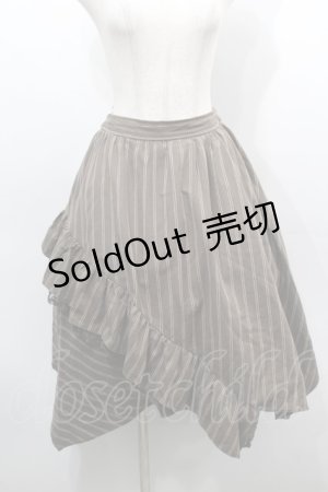 画像: axes femme / ストライプ柄イレヘムスカート  ブラウン S-25-09-10-057-AX-SK-AS-ZS