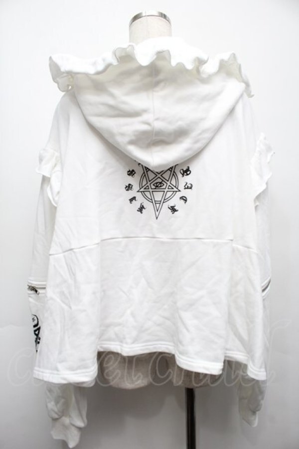 新品タグ付♡KRYCLOTHING♡BABUPK 2・フリルzipパーカー・白 KRY CLOTHING / 「BABUPK 2」パーカー 白 S-25-09-10-013-EL-BL