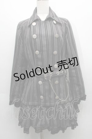 画像: ALGONQUINS / レジメンタルコート  黒Ｘグレー S-25-09-10-031-AL-TO-HR-ZS
