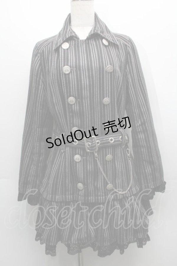 画像1: ALGONQUINS / レジメンタルコート  黒Ｘグレー S-25-09-10-031-AL-TO-HR-ZS (1)