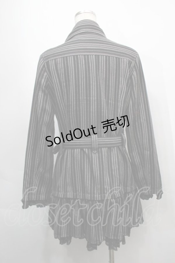 画像2: ALGONQUINS / レジメンタルコート  黒Ｘグレー S-25-09-10-031-AL-TO-HR-ZS (2)