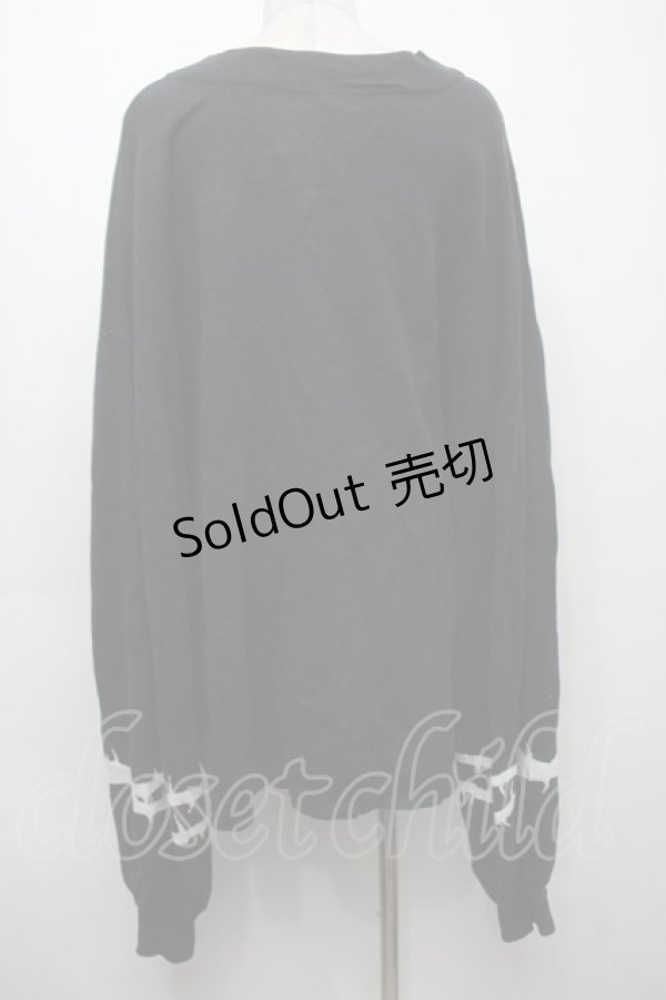 画像2: REFLEM / ブランドロゴハイゲージVネックニット  黒ｘ白 S-25-09-10-034-PU-TO-AS-ZS (2)