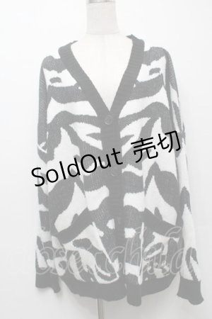 画像: NieR Clothing / ゼブラ柄ニットカーディガン  黒ｘ白 S-25-09-10-035-PU-TO-HR-ZS