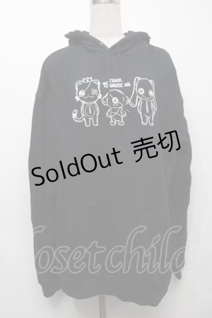 画像: NieR Clothing / プリントフードプルパーカー  黒 S-25-09-10-036-PU-TO-HR-ZI