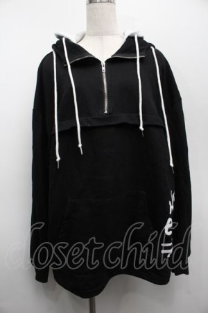 画像: NieR Clothing / プリントフード重ねプルオーバー  黒ｘ白 S-25-09-11-036-PU-TO-HR-ZS
