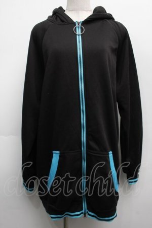 画像: NieR Clothing / ネコミミフードパーカー  黒ｘブルー S-25-09-11-037-PU-TO-HR-ZS
