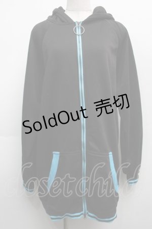 画像: NieR Clothing / ネコミミフードパーカー  黒ｘブルー S-25-09-11-037-PU-TO-HR-ZI