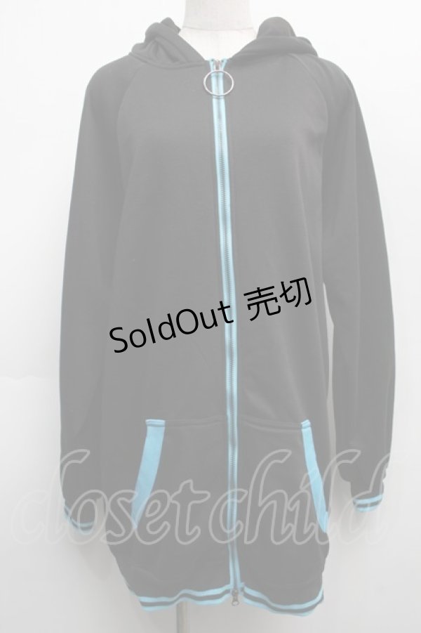 画像1: NieR Clothing / ネコミミフードパーカー  黒ｘブルー S-25-09-11-037-PU-TO-HR-ZI (1)