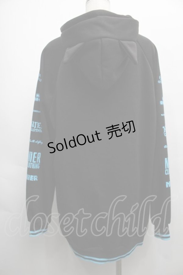 画像2: NieR Clothing / ネコミミフードパーカー  黒ｘブルー S-25-09-11-037-PU-TO-HR-ZI (2)
