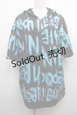 画像: NieR Clothing / 転写パーカー  黒ｘグリーン S-25-09-11-039-PU-TO-HR-ZI