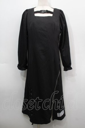 画像: NieR Clothing / ZIPｘ編み上げワンピース  黒 S-25-09-11-043-PU-OP-HR-ZS