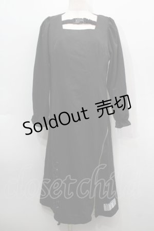 画像: NieR CLOTHING / ZIPｘ編み上げワンピース  黒 S-25-09-11-043-PU-OP-HR-ZI