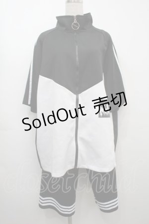 画像: NieR Clothing / ライン入りセットアップ  黒ｘ白 S-25-09-11-054-PU-BL-HR-ZI