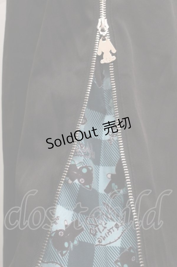 画像4: NieR Clothing / シエル刺繍サイドZIPパンツ  黒ｘグリーン S-25-09-11-058-PU-PA-HR-ZS (4)