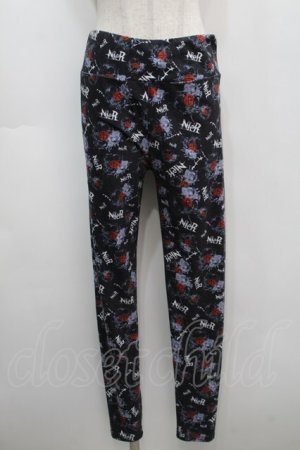画像: NieR Clothing / 総柄レギンスパンツ  黒 S-25-09-11-059-PU-PA-HR-ZS