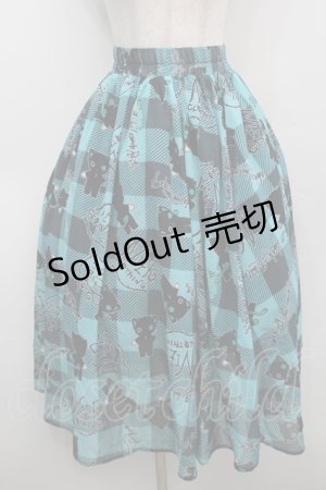 画像: NieR Clothing / シエルプリントシフォンスカート  黒ｘグリーン S-25-09-11-060-PU-SK-HR-ZS