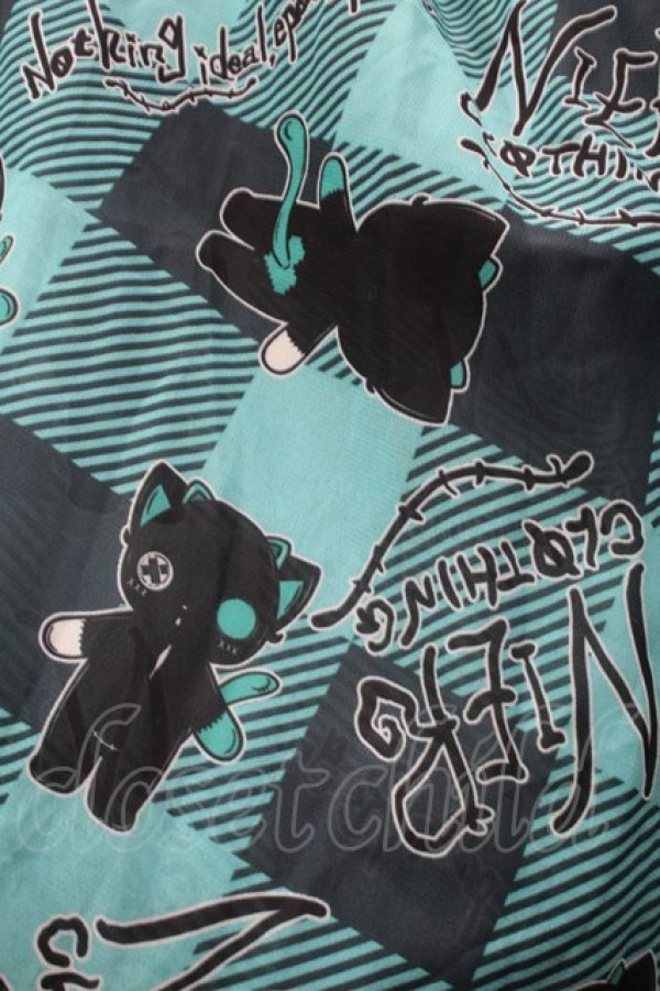 画像3: NieR Clothing / シエルプリントシフォンスカート  黒ｘグリーン S-25-09-11-060-PU-SK-HR-ZS (3)