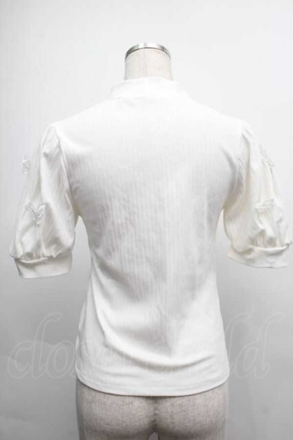 画像2: Jamie エーエヌケー / バタフライモチーフリブカットソー  白 S-25-09-11-016-LO-TO-HR-ZT508 (2)