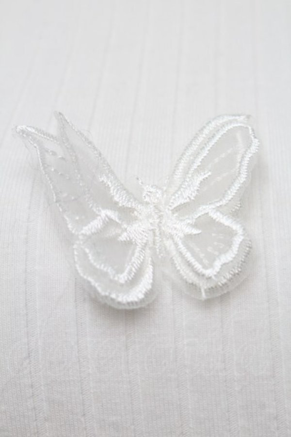 画像3: Jamie エーエヌケー / バタフライモチーフリブカットソー  白 S-25-09-11-016-LO-TO-HR-ZT508 (3)