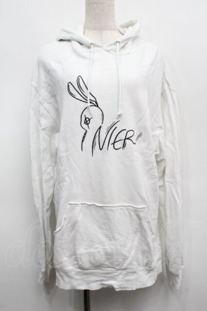 画像: NieR Clothing / プリントフード付きプルオーバー  白 S-25-09-11-019-PU-TO-HR-ZS