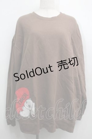 画像: NieR Clothing / プリントスウェットトップス  茶 S-25-09-11-021-PU-TO-HR-ZI