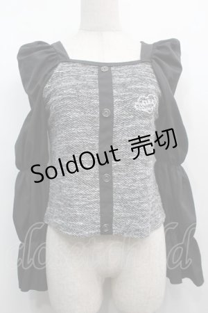 画像: NieR Clothing / 切替長袖トップス  黒ｘグレー S-25-09-11-025-PU-TO-HR-ZI
