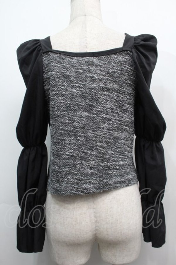 画像2: NieR Clothing / 切替長袖トップス  黒ｘグレー S-25-09-11-025-PU-TO-HR-ZI (2)