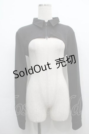 画像: NieR Clothing / ショートZIPボレロ  黒 S-25-09-11-026-PU-BL-HR-ZI