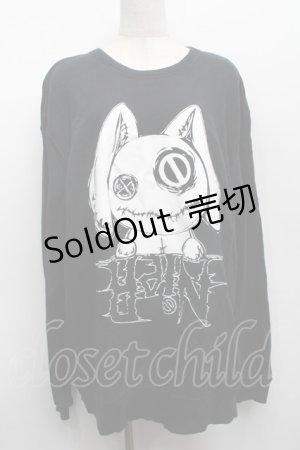 画像: NieR Clothing / プリントスウェットトップス  黒 S-25-09-11-031-PU-TO-HR-ZS
