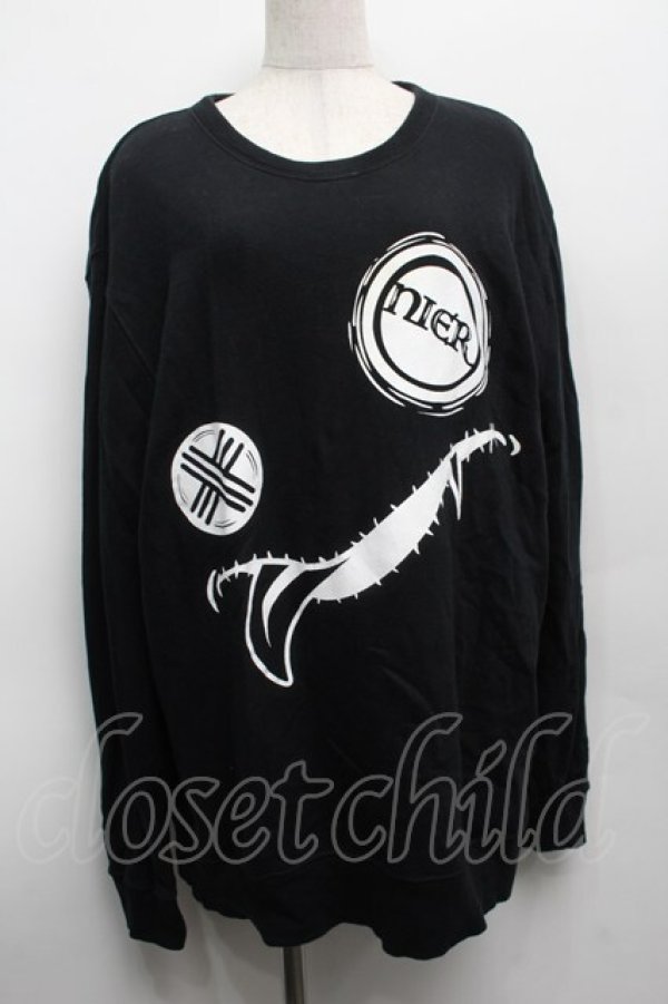 画像1: NieR Clothing / プリントスウェットトップス  黒 S-25-09-11-033-PU-TO-HR-ZS (1)