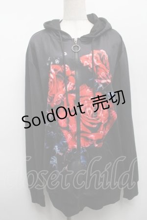 画像: NieR Clothing / 転写パーカー  黒ｘ赤 S-25-09-11-035-PU-TO-HR-ZI