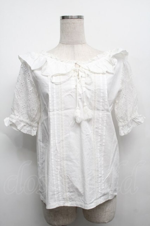 画像1: LIZ LISA / 襟付コットンブラウス  白 S-25-09-12-040-LO-TO-HR-ZT352 (1)