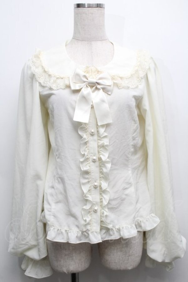 画像1: metamorphose / Creamyフリル丸襟ブラウス 1 キナリ S-25-09-12-045-ME-BL-HR-ZS (1)