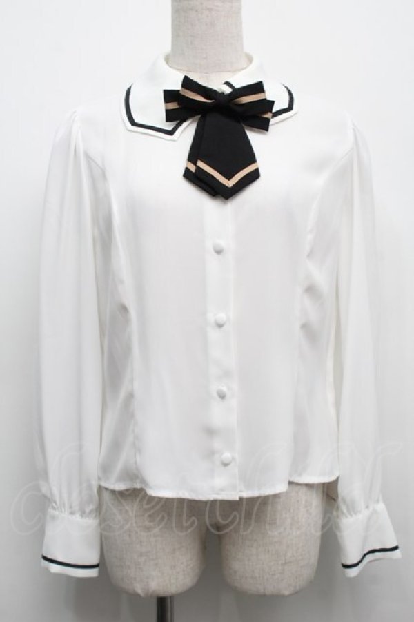 画像1: Innocent World White / リボンタイ付きブラウス  白 S-25-09-12-048-IW-BL-AS-ZS (1)